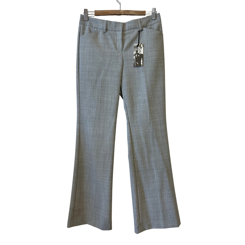 Vintage Y2K Express Editor Pants Size 4 Gray Flare Low Rise Stretch Office Work